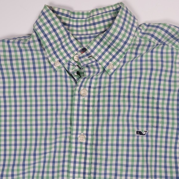Vineyard Vines Gingham Whale Shirt Button Down Long Sleeve Casual Medium - Picture 1 of 5